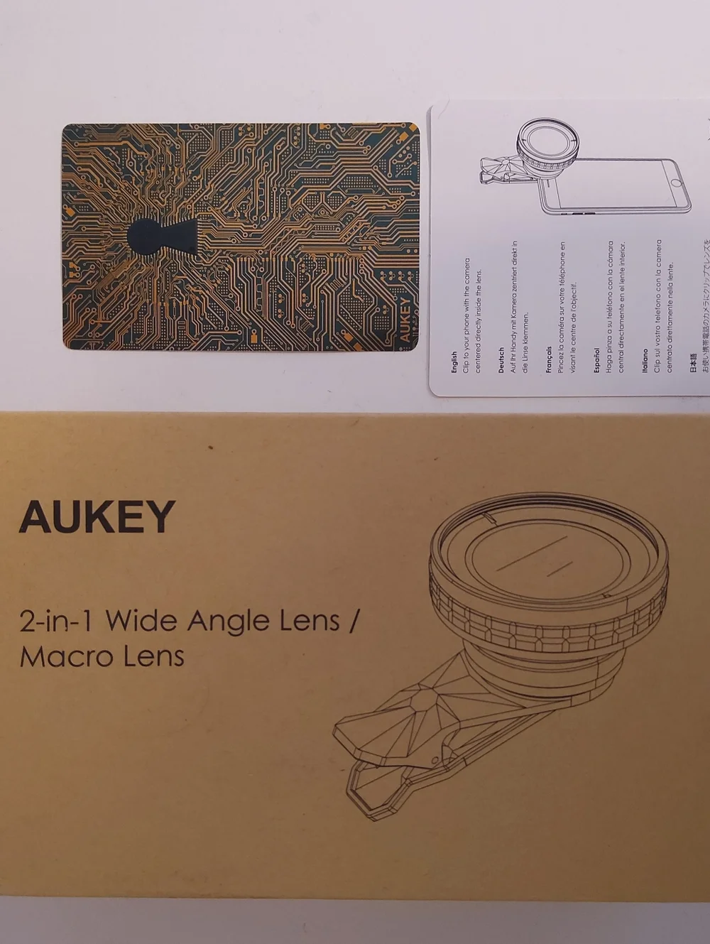 AUKEY Black 2-in-1 Wide Angle & Macro Clip-On Lens